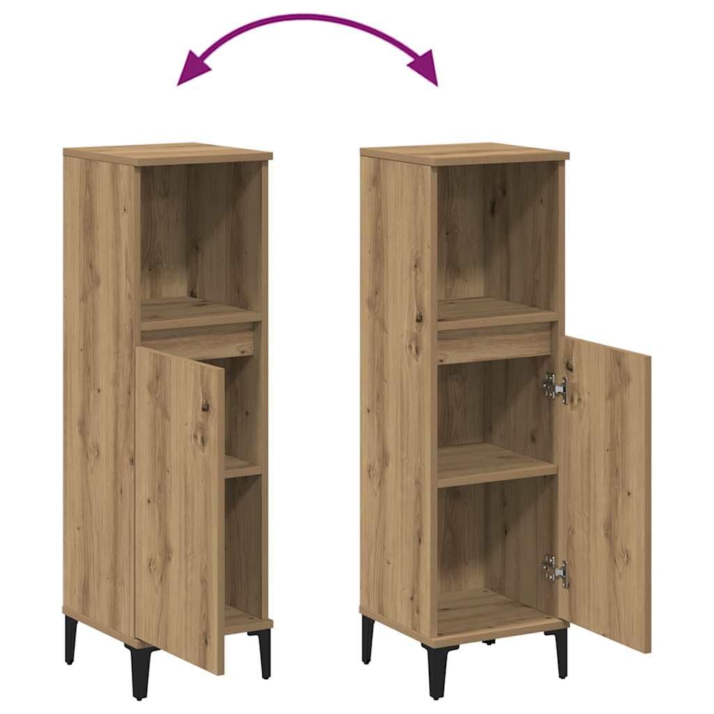 vidaXL Armario de baño Madera de ingeniería Roble Artisan 30x30x100 cm
