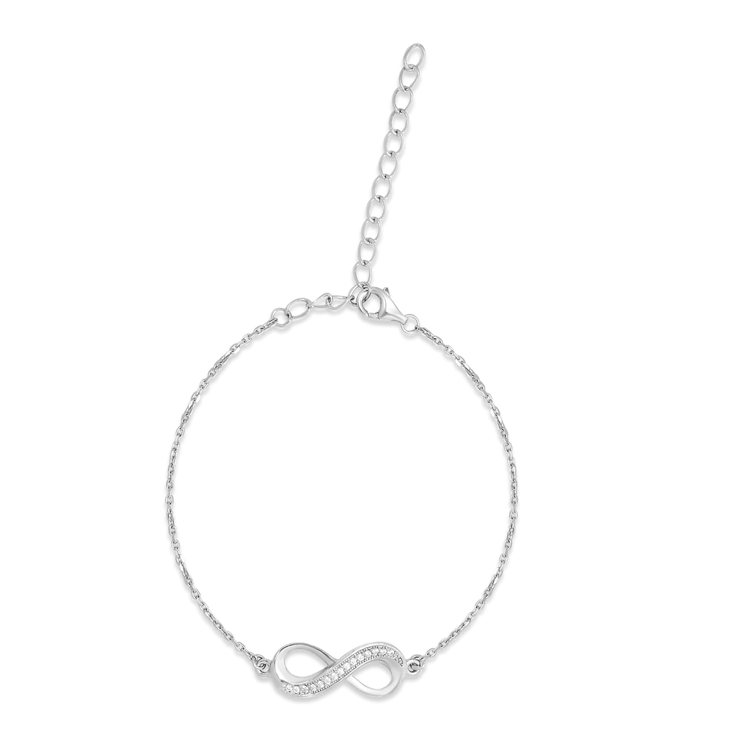 ZAVYA 925 Sterling Silver Infinity Bracelet | Rose Gold Plated Lavish Cubic Zirconia Gift Ideas-Women Chain Bracelet | With Certificate of Authenticity and 925 Hallmark ZAVYA 925 Sterling Silver Infinity Bracelet | Rose Gold Plated Lavish Cubic Zirconia Gift Ideas-Women Chain Bracelet | With Certificate of Authenticity and 925 Hallmark