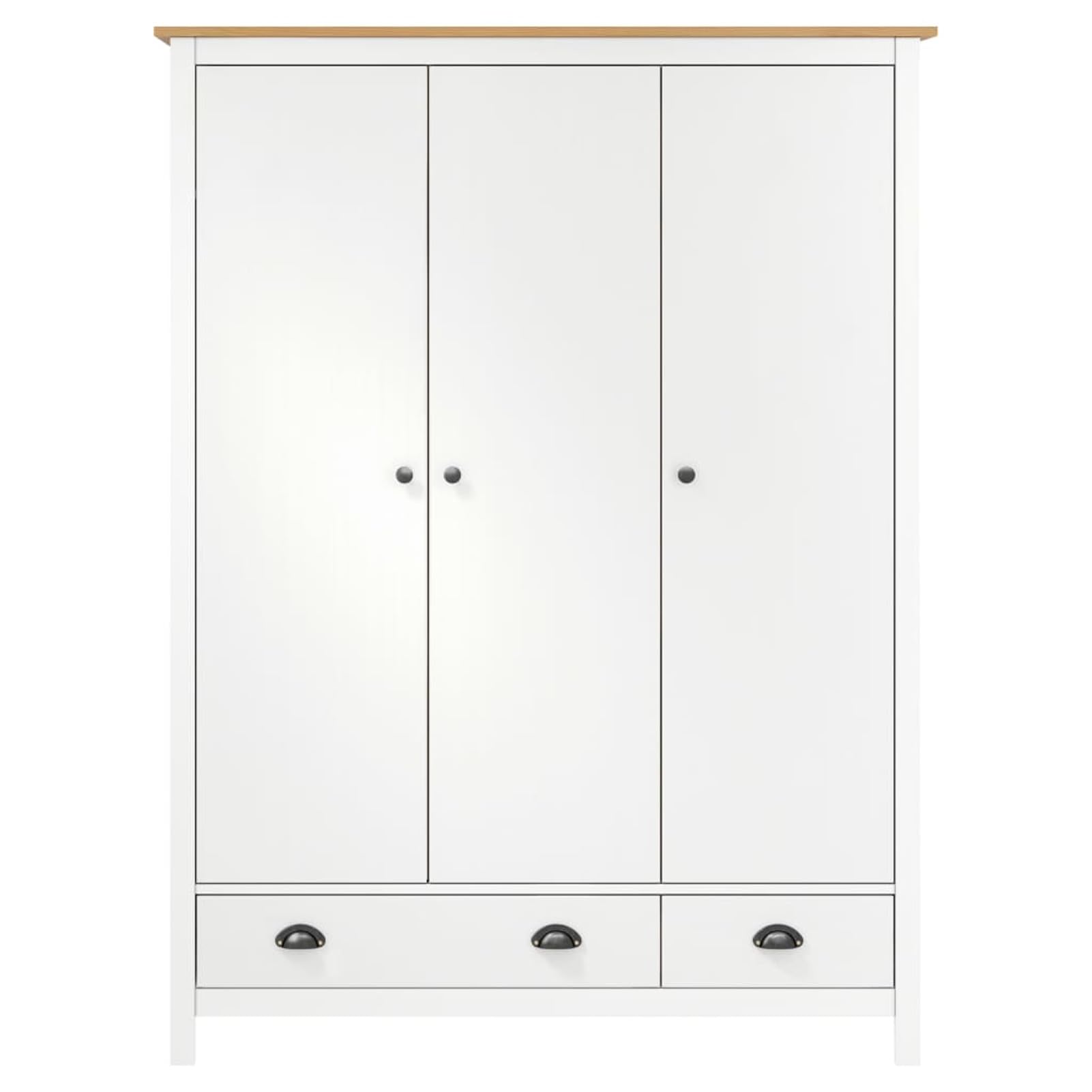 Homgoday 3-türiger Kleiderschrank Hill Weiß 127x50x170cm Kiefer Massivholz Kleiderschrank Kleideraufbewahrung Schränke für Schlafzimmermöbel Möbel