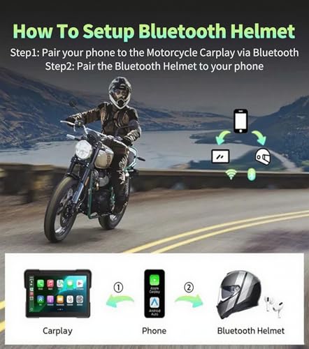 Image of C7 Motorcycle Carplay, GPS Navigation System with Apple CarPlay & Android Auto, 7-inch HD Touchscreen for Motorcycle, IP67 Waterproof, Support Dual Bluetooth, Smartphone Mirroring(C7 with TPMS)