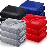 Toulite 12 Pcs Flannel Fleece Blankets Bulk for Homeless Donations 334 GSM Cozy Fleece Throw Blankets Winter Blanket Bulk for Bed Couch Sofa Home Camping Wedding Gifts 50 x 60''(Contrast Color)