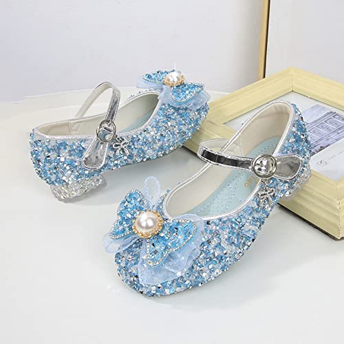 Autumn Fashion Toddler and Girls Casual Shoes Relaxed and Breathable Dance Shoes Round Toe Buckle Dress Wide Girls Shoes (Blue, 11-11.5 Years)3