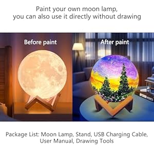 HOLA DIY 3D Moon Night Light, Paint Your Own Moon Lamp Kit Galaxy Lamp Arts and Crafts Kit, Ages 5 6 7 8 9 10 11 12-15 Year Old Girl Boys Birthday Gifts Toys HOLA DIY 3D Moon Night Light Paint Your Own Moon Lamp Kit Galaxy Lamp Arts and Crafts Kit Ages 5 6 7 8 9 10 11 12 15 Year Old Girl Boys Birthday Gifts Toys