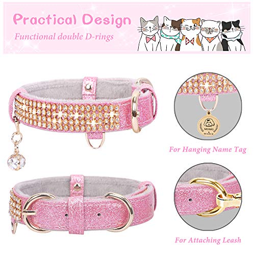 Collar para perro rosa tamaño S con pedrería miniatura 3