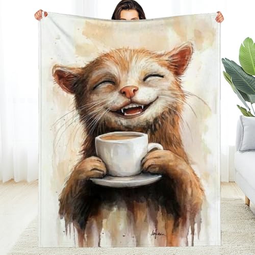 Couverture flanelle chat mignon cadeau polyvalent toutes saisons