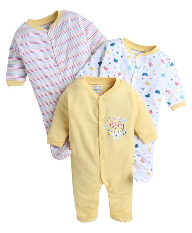 Image of 100% Cotton Rompers for New Born Baby Sleepsuits Jumpsuit Night Suits for Baby Boys & Girls |Onesies| Infant Clothes Pack Of 3