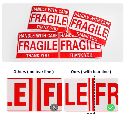 Image of 4 x 6 Inch Fragile Stickers Handle with Care 500 Permanent Adhesive Fragile Stickers for Shipping Moving Glass Fragile Labels (1 Roll, 500 Labels)