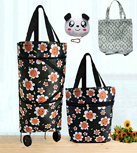 Shopping Bag with Wheels Foldable Shopping Cart with Wheels Collapsible Trolley Bags Reusable
