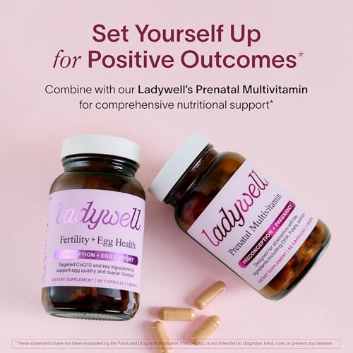Image of Ladywell Fertility + Egg Health | Fertility Support | Ovarian Health, Egg Quality, Ovulation & Conception Wellness Support | CoQ10, Folate + Key Ingredients | Science-Backed Women's Supplement, 2-Pack