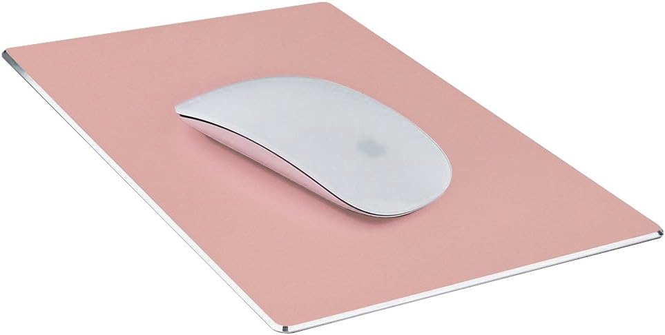 Mouse Pad,Qcute Gaming Aluminum Mouse Pad 9.45 X 7.87 Inch W Non-Slip Rubber Base & Micro Sand Blasting Aluminum Surface for Fast and Accurate Control (Large, Rose Gold)