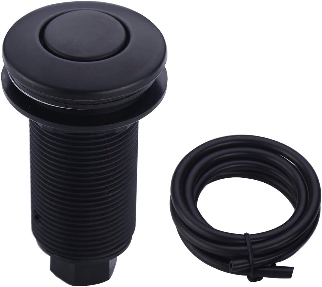 Garbage Disposal SinkTop Air Switch Spare set with Long Button,Brass Made Cover,Matte Black