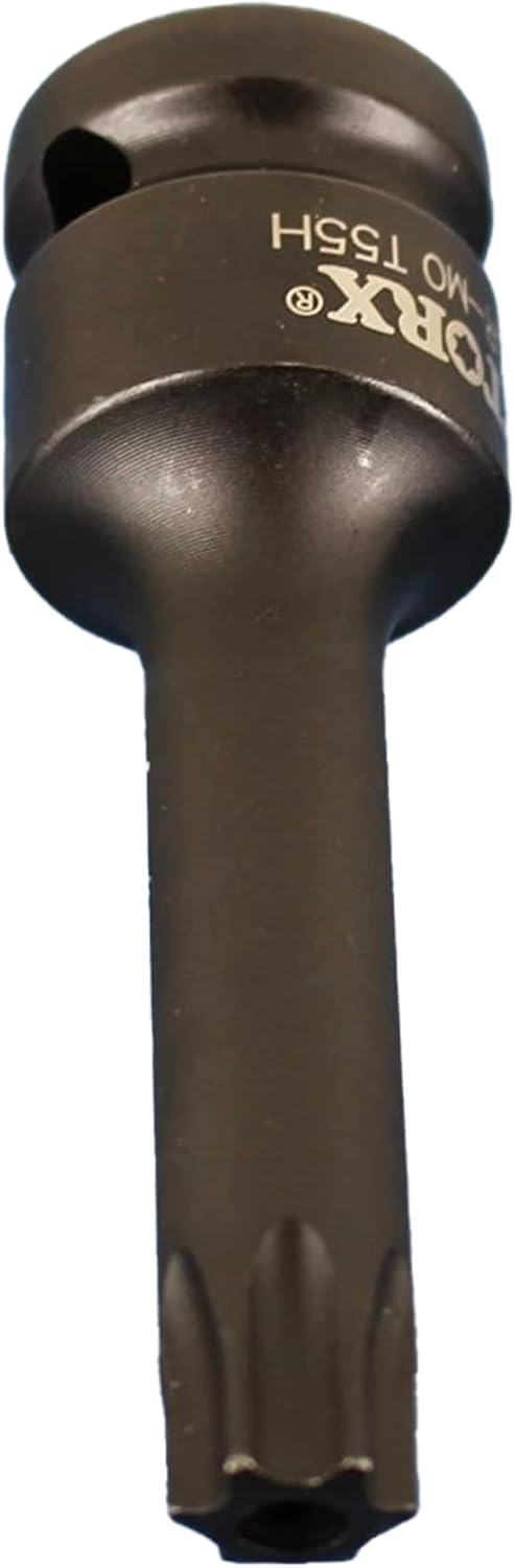 TMAX Tamper Proof T55 3 Inch Long Tamper Proof Torx Star 6 Point Black Impact Bit Socket 1/2 Inch Square Drive Auto Repair Tool