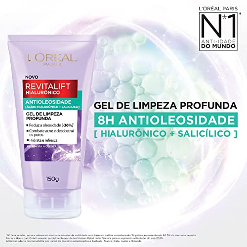 Gel de Limpeza Antioleosidade L'Oréal Paris Revitalift Hiaurônico, 150g