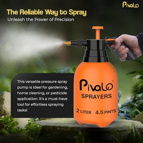 Image of Pivalo 2L Pressure Spray Pump with Manual Handheld Nozzle Garden Sprayer Cleaning & Watering Can Gardening Bottles for Home Lawn Plant (Pack of 1, Orange)