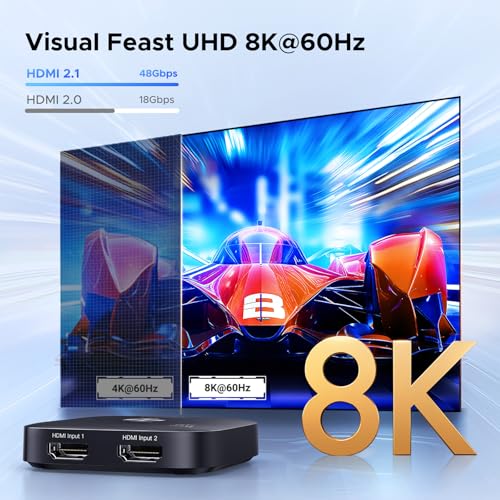 UGREEN HDMI 2.1 Switch 2 in 1 Out 8K@60Hz Ultra HD Supports 4K@240Hz 4K@120Hz VRR HDR10+ Dolby Atmos 48Gbps HDMI Switcher Compatible with Switch 2 PS5 Xbox Roku Firestick Apple TV by UGREEN - Image 3