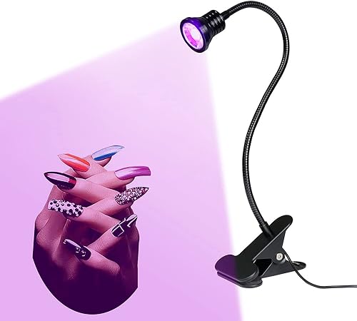 YXO YUXINOU Upgraded 10w 365nm 395nm UV LED Black Light Fixtures with Gooseneck and Clamp for UV Gel Nail Ultraviolet Curing, Portable UV Blacklight