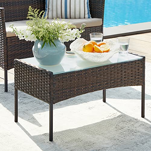 Miniatura 6 de SONGMICS Conjunto de Muebles de Jardín, Muebles de Patio Ratán, Muebles de Mimbre de PE para el Patio, Marrón y Topo GGF004K05