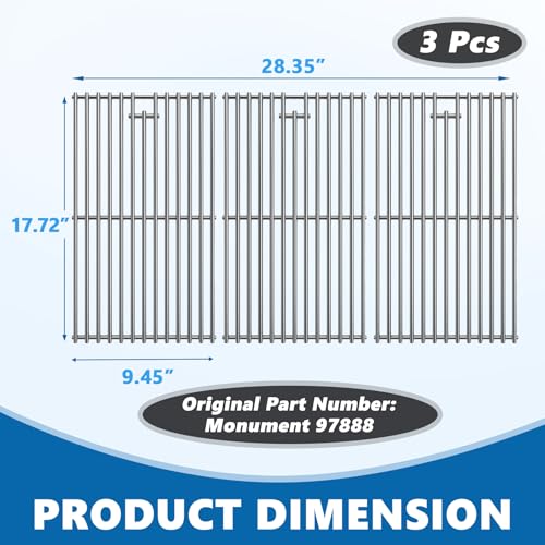 Image of SafBbcue 97888 Grill Grates for Monument Grill 24633 13892 17842 24367 35633 41847NG Grill Replacement Parts, Stainless Steel Cooking Grids for Monument 35633R 35633B D405 D425 4-Burner Accessories