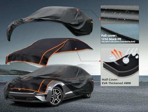 Image of Kayme Hail Protector Car Cover, Anti Hail Multilayer Thickened Full Car Cover,Outdoor Waterproof All Weather Custom Fit Sedan Ford Mustang, Toyota Camry, Honda Accord, Chevrolet Corvette etc