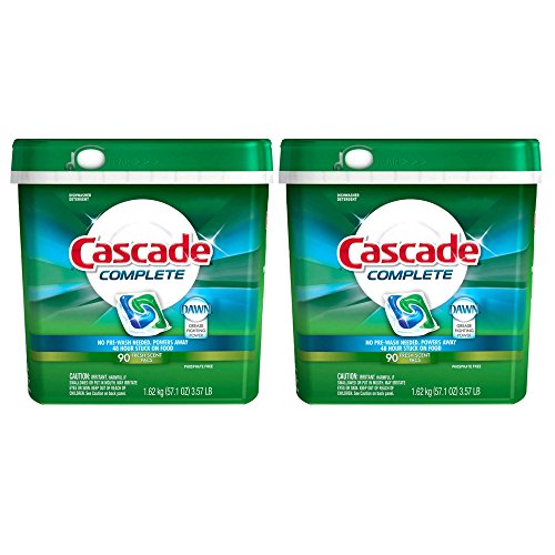 Cascade Complete Dishwasher Detergent, with Dawn Grease Fighting Power, 90 Fresh Scent Action Pacs (Pack of 2)
