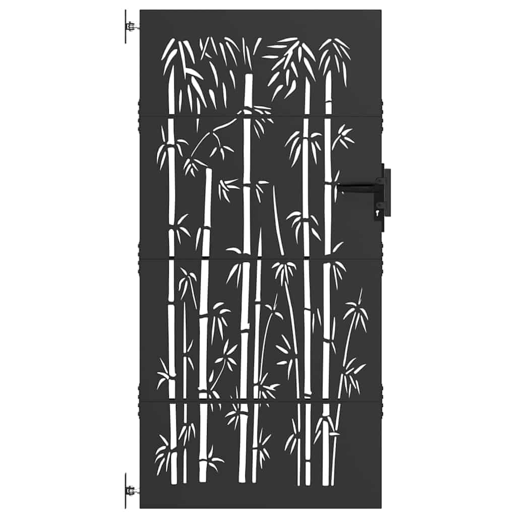 Vidaxl Garden Gate With Lock Black 85 X 200 Cm Powder-Coated Steel 8721288860477
