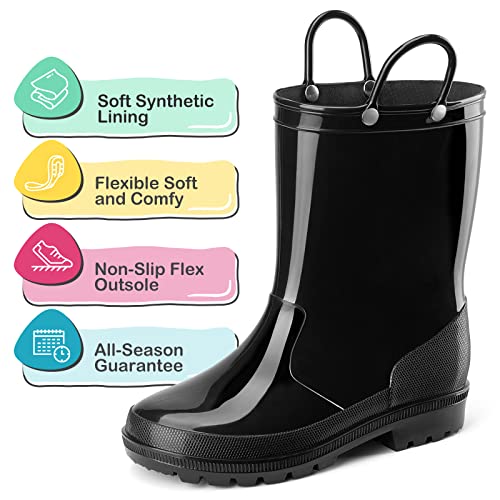 HISEA Kids Rain Boots for Toddler Boys Girls, Waterproof Rubber Boots with Easy-On Handles, Seamless PVC Rainboots Lightweight Mud Shoes for Water Beach Outdoor Playing (Toddler/Little Kid/Big Kid)3