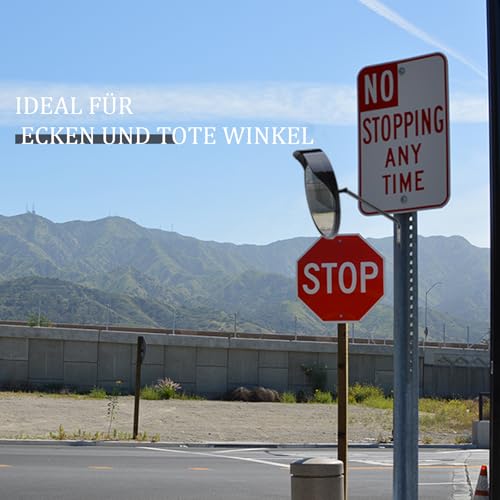 Angooni 𝟯𝟬 / 𝟰𝟬 / 𝟰𝟱 𝗰𝗺 Konvexspiegel für Garage und Einfahrt, Parkassistent, Verstellbarer Weitwinkel-Blickwinkel, Gebogener Sicherheitsspiegel (Unterstützt Innen- und Außenbereich)