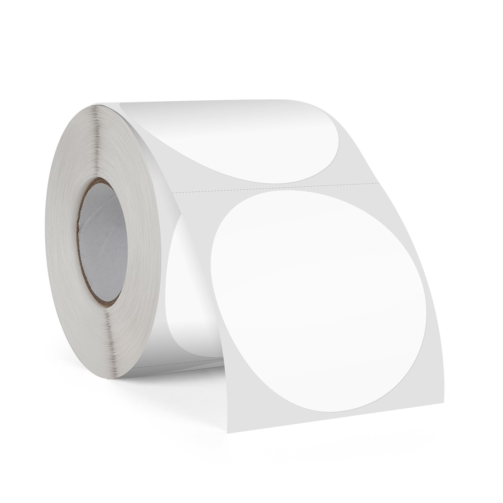 FINDATWhite Round Thermal Labels 3 Inch Circle Stickers Vinyl Direct Waterproof Multi-Purpose Self-Adhesive Removable Name Tags for QR Code Barcode DIY Logo 500 PCS
