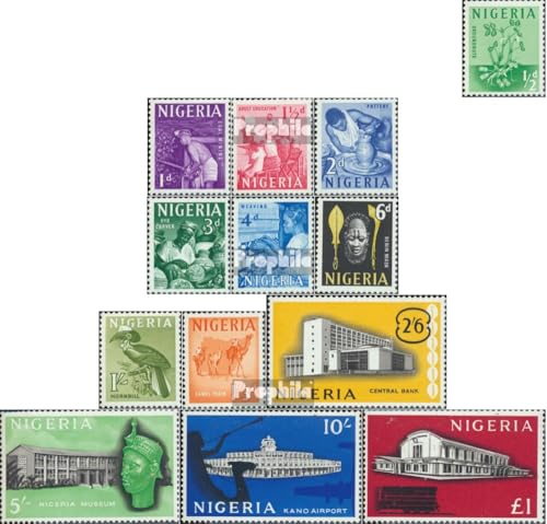 Sellos de aves Nigeria 1961 Prophila 92-104 historia postal africana original