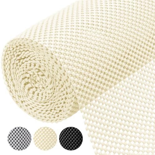 BALEINE Cabinet Liner, Drawer and Shelf Liner for Kitchen Cabinets Non-Adhesive, Non-Slip Protect Desks, Cupboard, Drawers, Shelves, Tableware (12 in x 20 Ft, Beige)