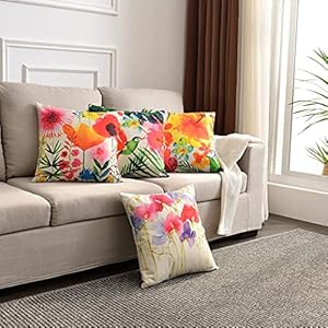 Outdoor Decorative Throw Pillow Cover 18x18 Inch, Patio Flower Pillow Cushion Cases for Couch, Sofa, Bed (Insert Not Included) – 4 Packs Outdoor Decorative Throw Pillow Cover 18×18 Inch Patio Flower Pillow Cushion Cases for Couch Sofa Bed Insert Not Included–4 Packs