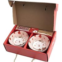 Lachineuse Maneki Neko - Juego de cuencos para arroz, desayuno y