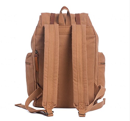 Image of Vintage Canvas Backpack, HuaChen Mens Travel Rucksack for Laptop Hiking School Bookbag