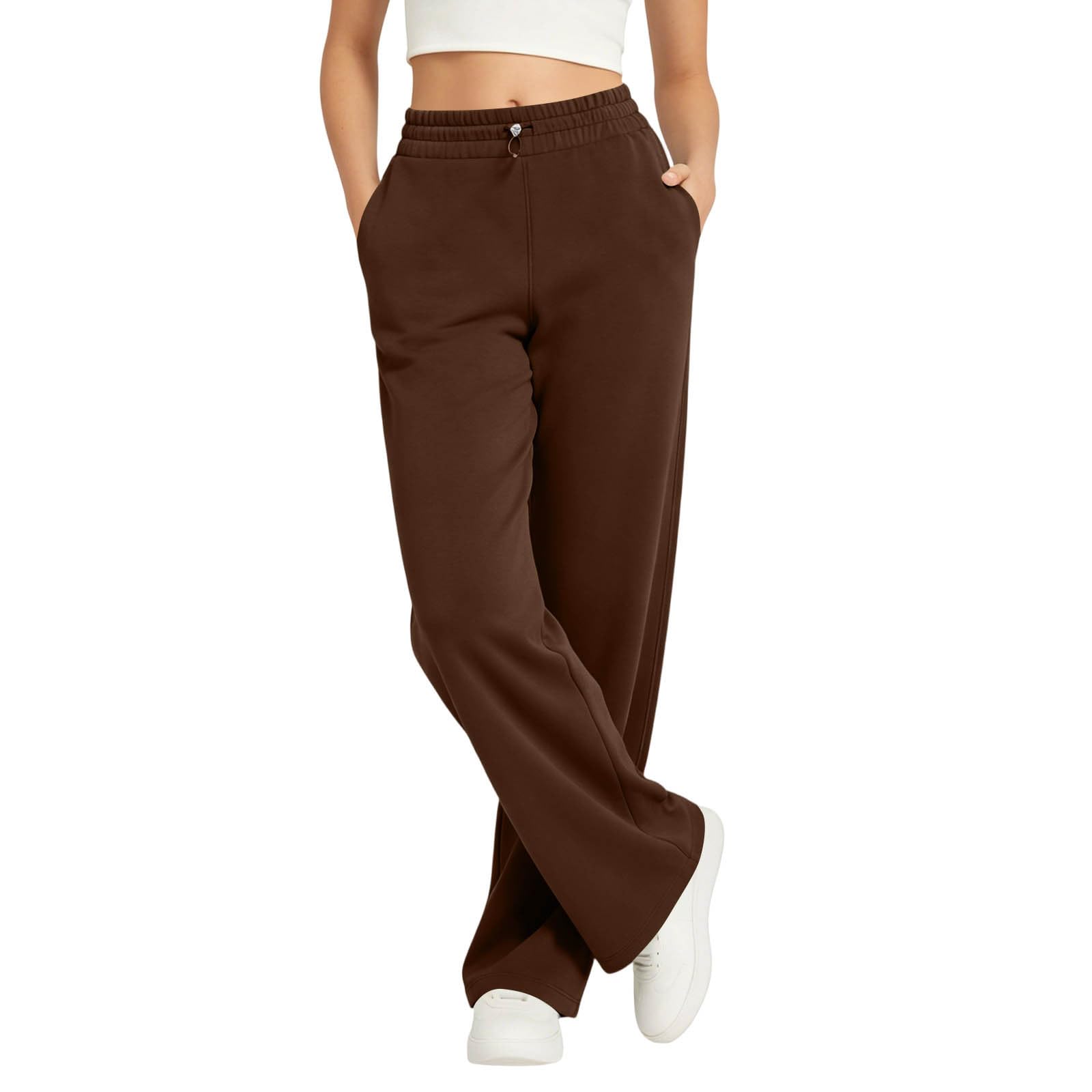 Pantaloni Tuta Donna Pantaloni Sportivi Vita Alta Pantalone a Gamba Larga Larghi e Morbidi Pantalone Baggy con Tasche Pants Lunghi con Coulisse Regolabile Pants per Yoga e Fitness Tinta Unita