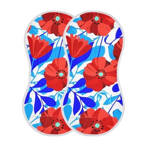 Stylized Poppy Leaves Burp Cloths for Babies Burp Rag Cotton Spit Up Rag for Babies Girls Infants