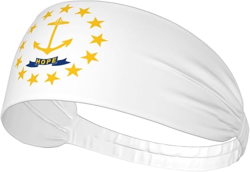 Rhode Island State Flag Sports Headband Wide Running Sweat Band Non Slip Elastic Hairband for Gym Cycling Yoga Workout
