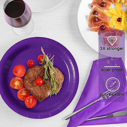 Image of Purple Disposable Paper Plates, 7 Inch Dessert Cake Plates, 50 Count Bulk