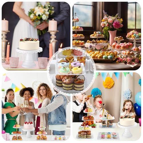 Willinglong 12 Pcs Dessert Table Display Stand Set Include 5 Cupcake Holder/ Cup Cake Tier Tower 1 Round Lace Cake Stand and 6 Serving Tray Combo for Party Birthday Baby Shower Wedding Square - Image 8