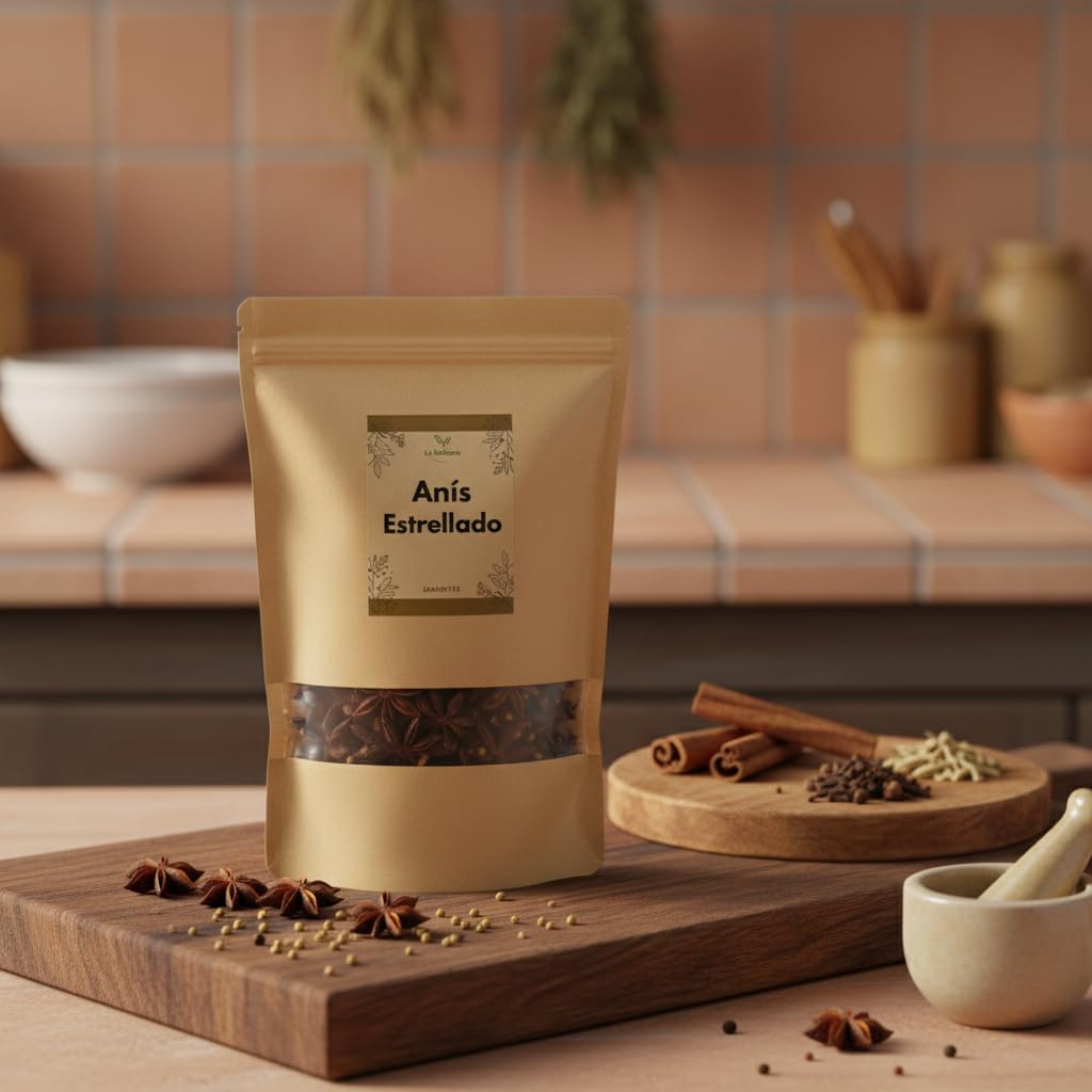 Anís Estrellado (Illicium verum) getrocknet lose 1000 g – für Kräutertees, 100% natürlich, ohne Zusätze – La Herbera