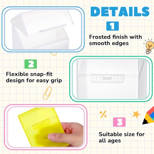 Image of Clabby 2 Pcs Clear Plastic Crayon Boxes Hold 24 Count, Yellow,Clear | Organizer Box, Case, Colorful, Portable Storage Holder with Snap Lid, for Kids Boys Girls School Classroom Home Art Supply