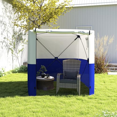 Outsunny Pop Up Gazebo with Sides, 2m x 2m Easy 1 Person Setup Party Tent with Carry Bag, Stakes, Ropes, Folding Multifunctional Instant Shelter, Dark Blue and White - Image 9