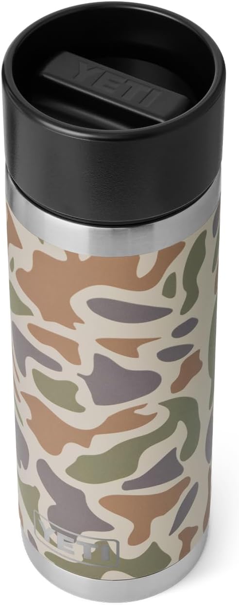 Rambler 18 oz Bottle, Stainless Steel, Vacuum Insulated, with Hot Shot Cap, Tan Camo