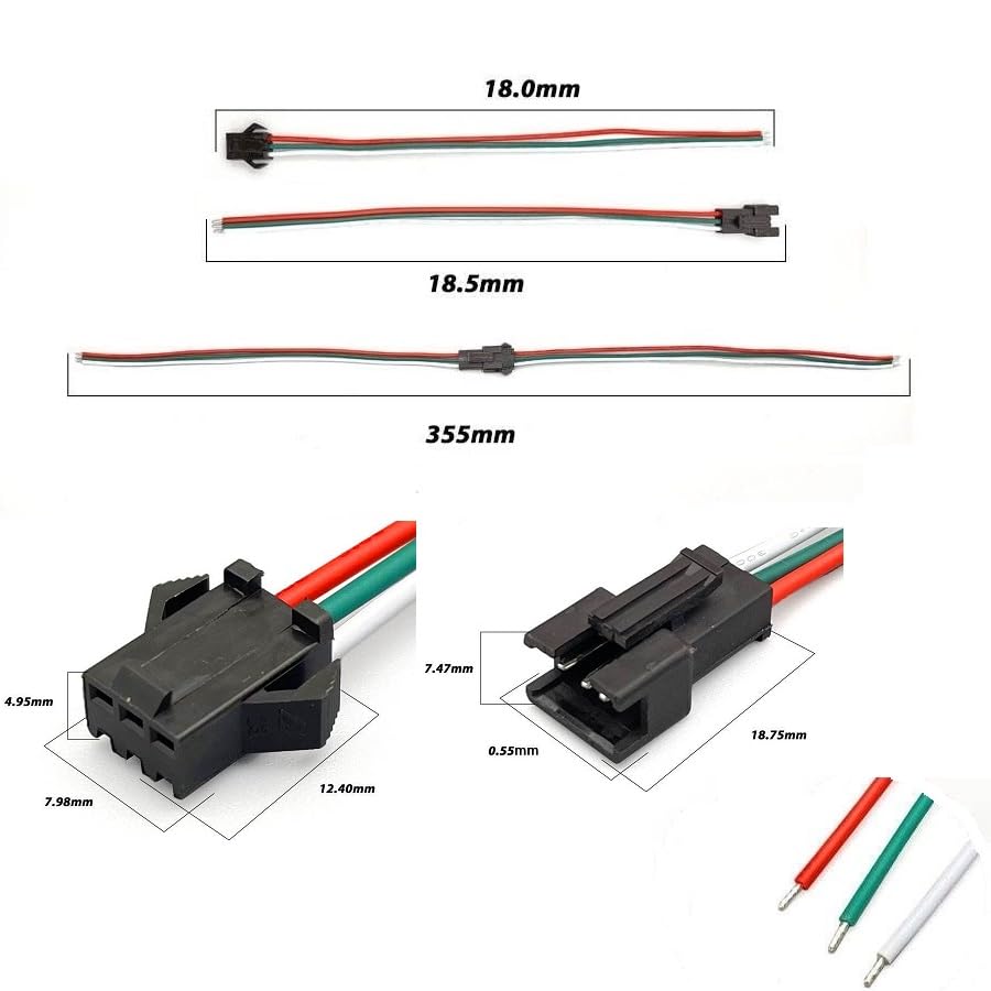 Connettore led a 3 pin maschio/femmina JST SM connettore a 3 Pin cavo filo per led striscia luminosa lampada nastro Driver CCTV