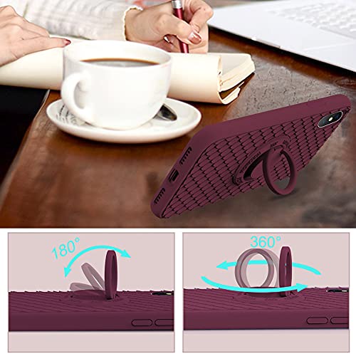 Tisoog For Iphone Xs/Iphone X Case [Cute Dragon Scale Series] With Kickstand, Anti-Scratch Microfiber Lining, Liquid Silicone Gel Rubber Shockproof Drop Protection Case For Iphone X/Xs - Winered #TOP2