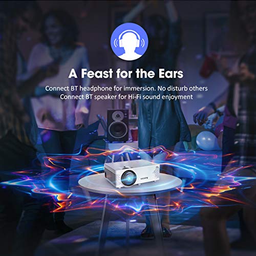 VicTsing WiFi Projector, 4200L Wireless Bluetooth Mini Projector with Tripod, 1080P 170'' Display Supported, Compatible with TV Stick, PS4, DVD, Portable Projector for Home Entertainment - Thumbnail 7