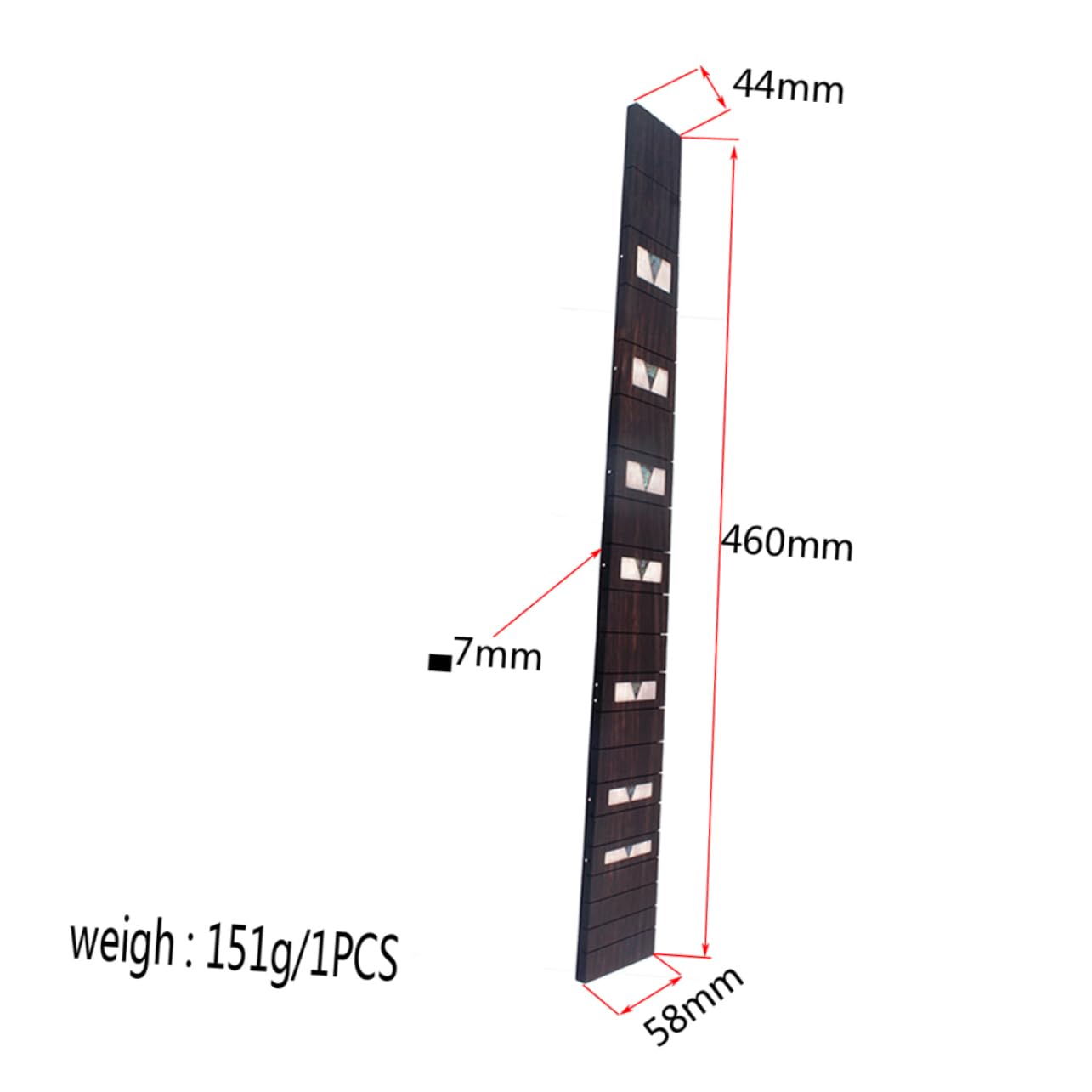 BESPORTBLE Rosewood Guitar Neck Fingerboard with Shell Inlaid Surround Durable Fretboard for Acoustic Guitars DIY Friendly Solid Structure Beautiful Decorative Design