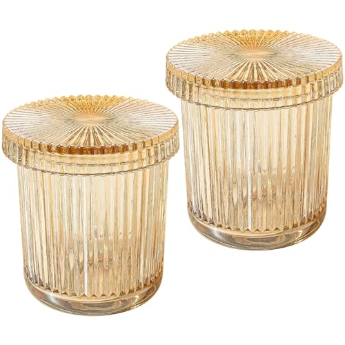 Vynetra Juego de 2 organizadores de hisopos de vidrio transparente higiénico, contenedor sellado para tocador, encimera, almacenamiento, lujosas decoraciones de baño