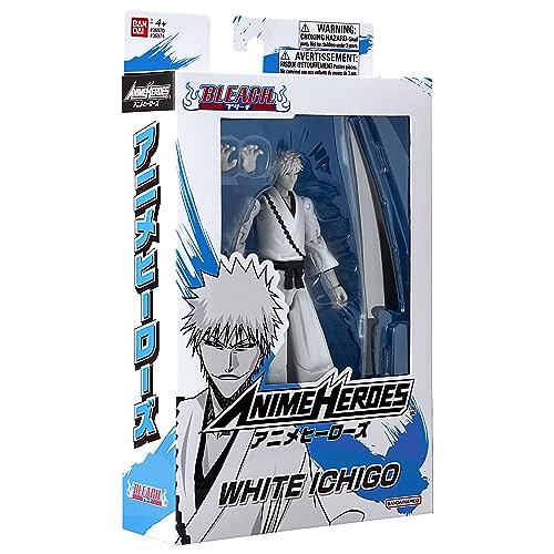BANDAI - Anime Heroes - Bleach - Figurine Anime Heroes 17 cm - White Kurosaki Ichigo - Licence Officielle Bleach - Figurine d'action articulée Ichigo - 36974