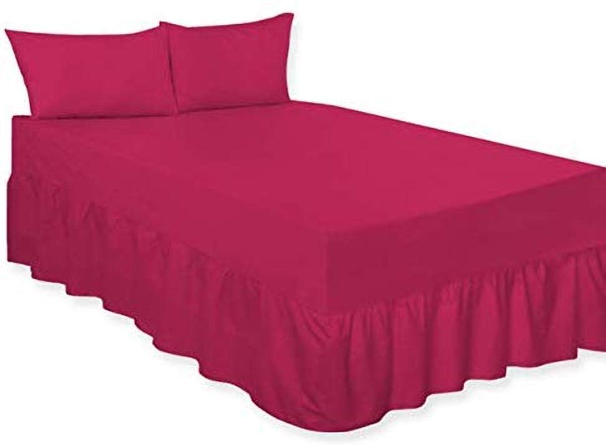 LOOMS & LEAVES PERCALE EXTRA DEEP 100% COTTON BLEND POLY FITTED VALANCE BED SHEETS IN (FUCHIA, DOUBLE) โ image 1