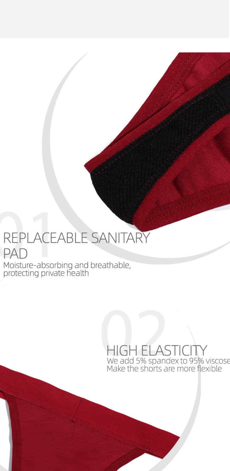 culotte femme 4/6 pièces multicolore haute étirement 4 couches confortables pantalons physiologiques menstruels étanches culottes réutilisables tongs menstruelles pour femmes